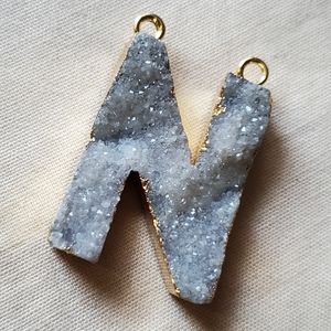 N Drusy Initial Pendant Connector